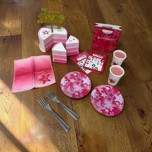 American Girl 18in Doll Birthday Party Dining Set Lot Cake Plates +